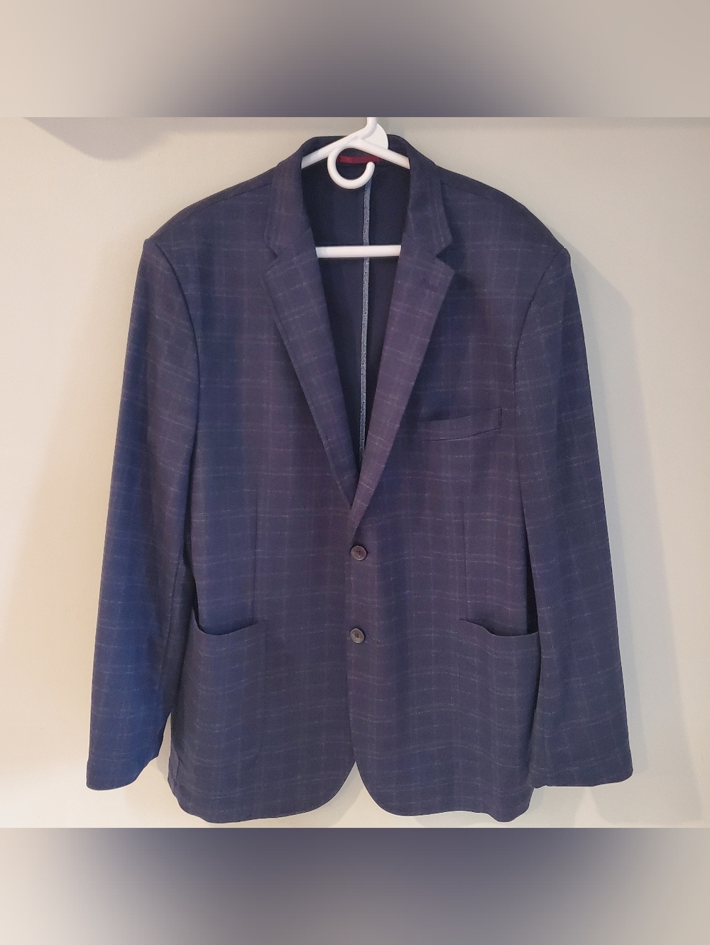 Johnston & Murphy XC Flex Pinnacle Knit Navy Windopane Blazer Men's Size XL
